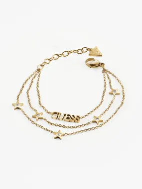 A Star Is Born Gold-Tone Bracelet Multi Chain Logo & Stars