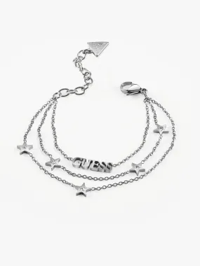 A Star Is Born Silver-Tone Bracelet Multi Chain Logo & Stars