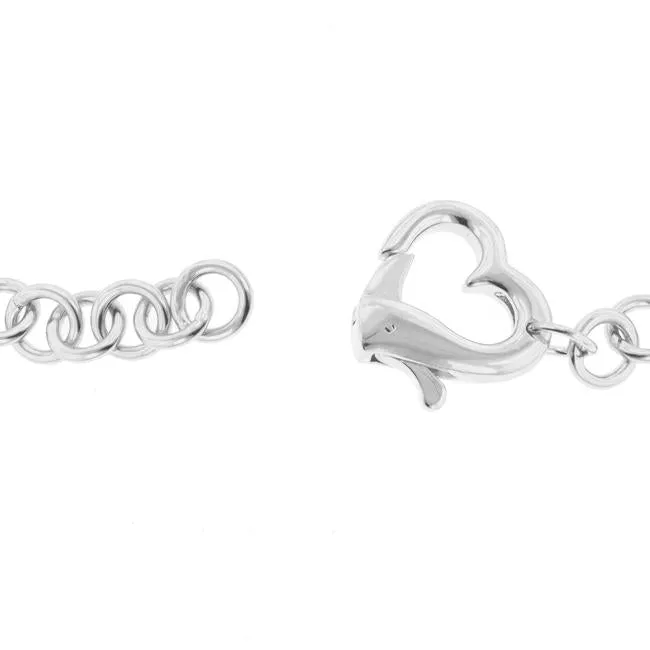 Adena Silvertone Heart Chain Bracelet  – 7in