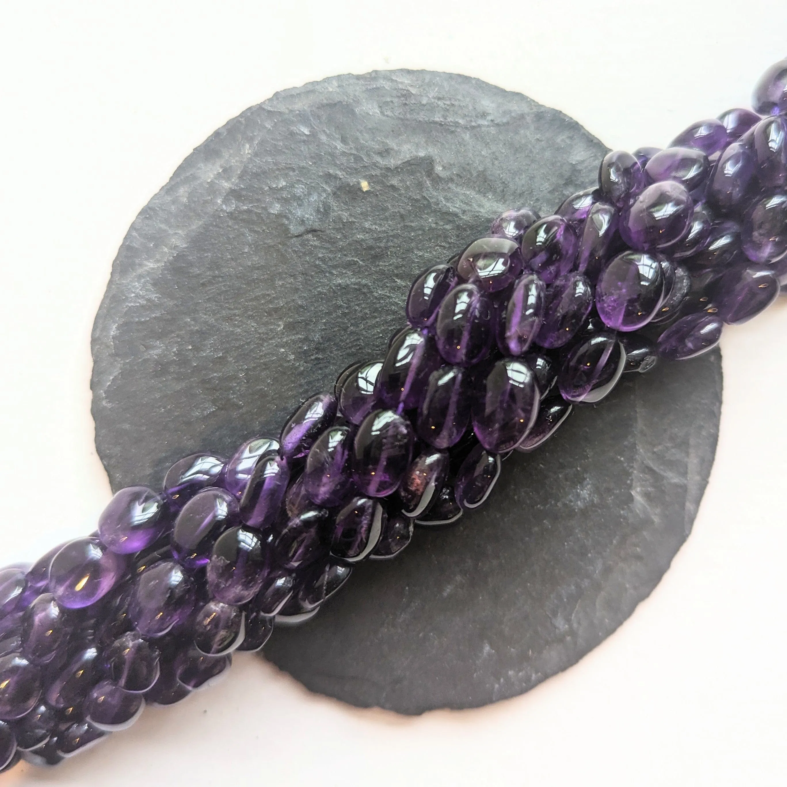 African Amethyst Oval Beads 15" Strand