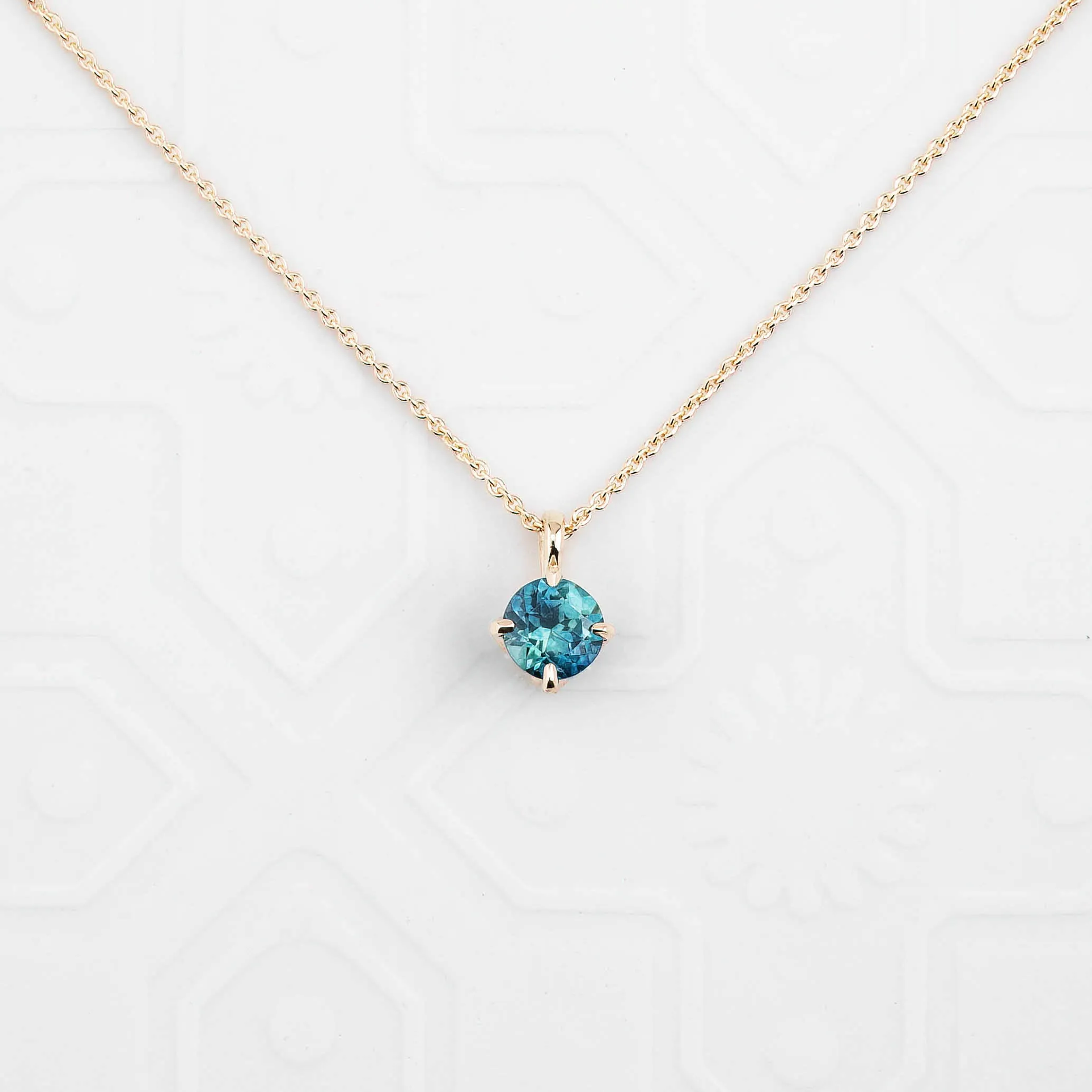 Alice Necklace 5mm Montana Sapphire, 14k Rose Gold (One of a kind)