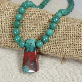 Amazonite Gemstone Necklace with Sonora Sunset Jasper Pendant