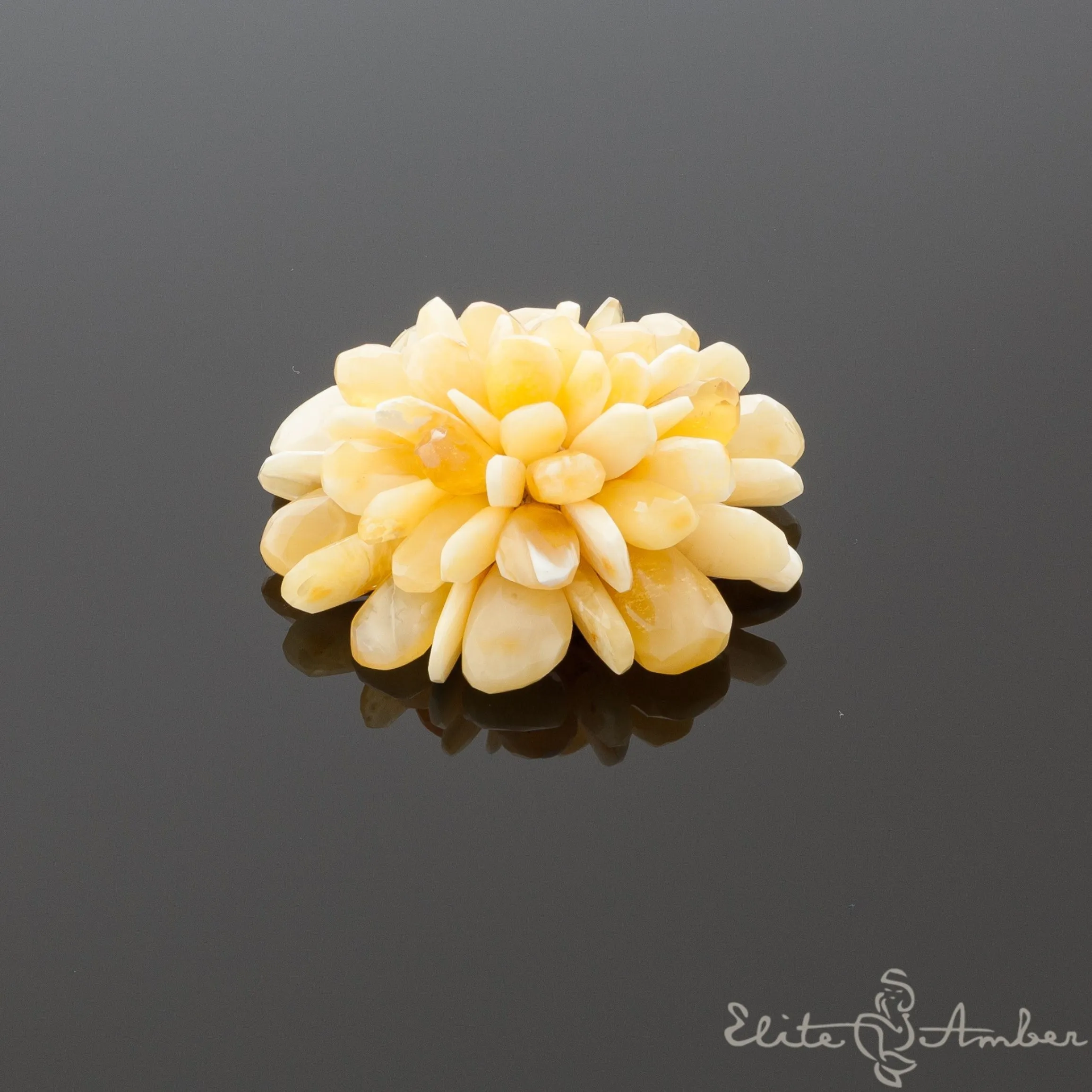 Amber brooch-pendant "Royal white flower"