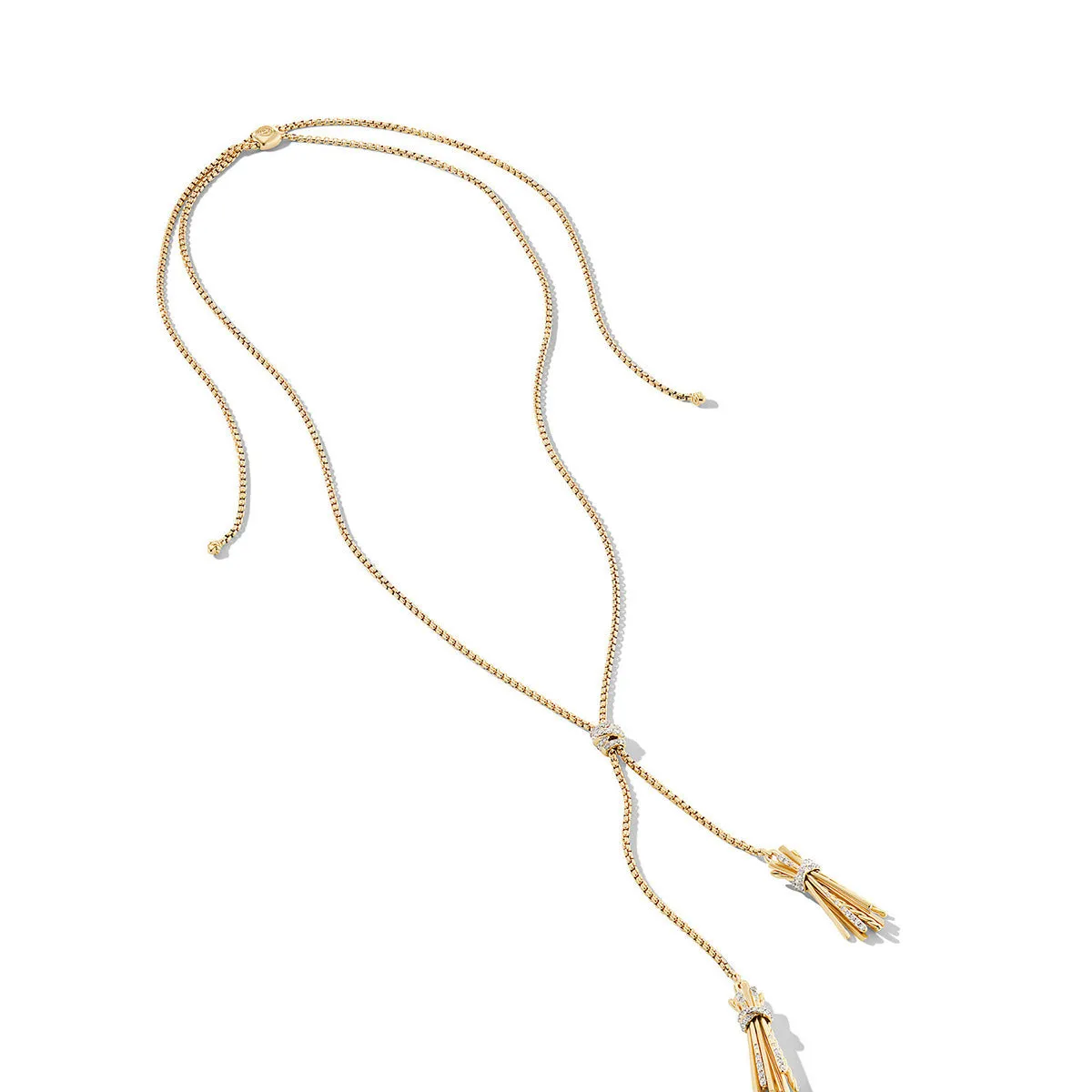 Angelika Tassel Necklace in 18K Yellow Gold with Pave Diamonds