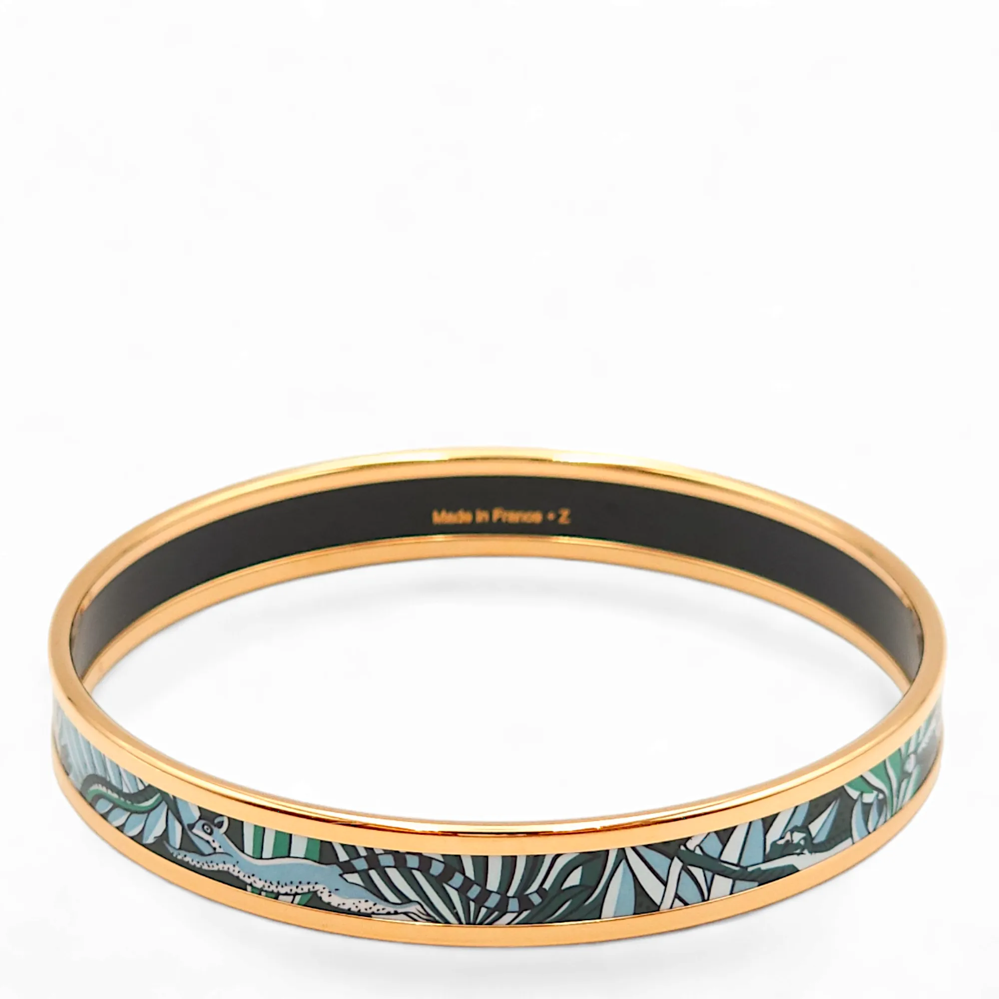 Animaux Camoufles Bleu Bracelet in Enamel, Gold hardware