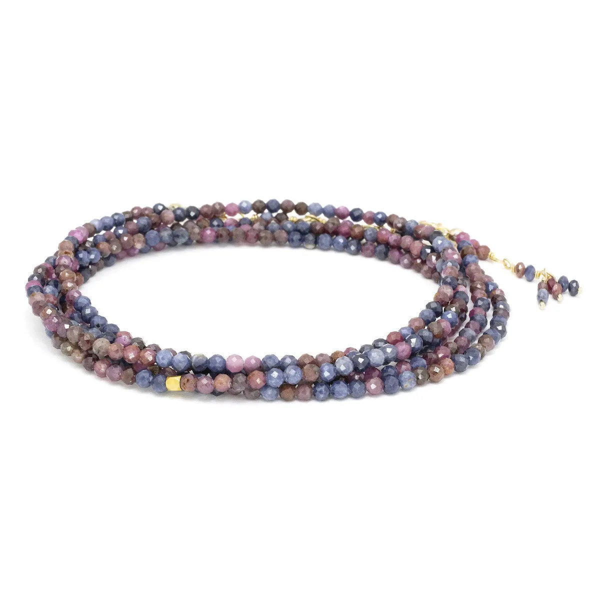 Anne Sportun Pink and Blue Sapphire Bead Wrap Bracelet Necklace 34 Inches B098G-PK/BL