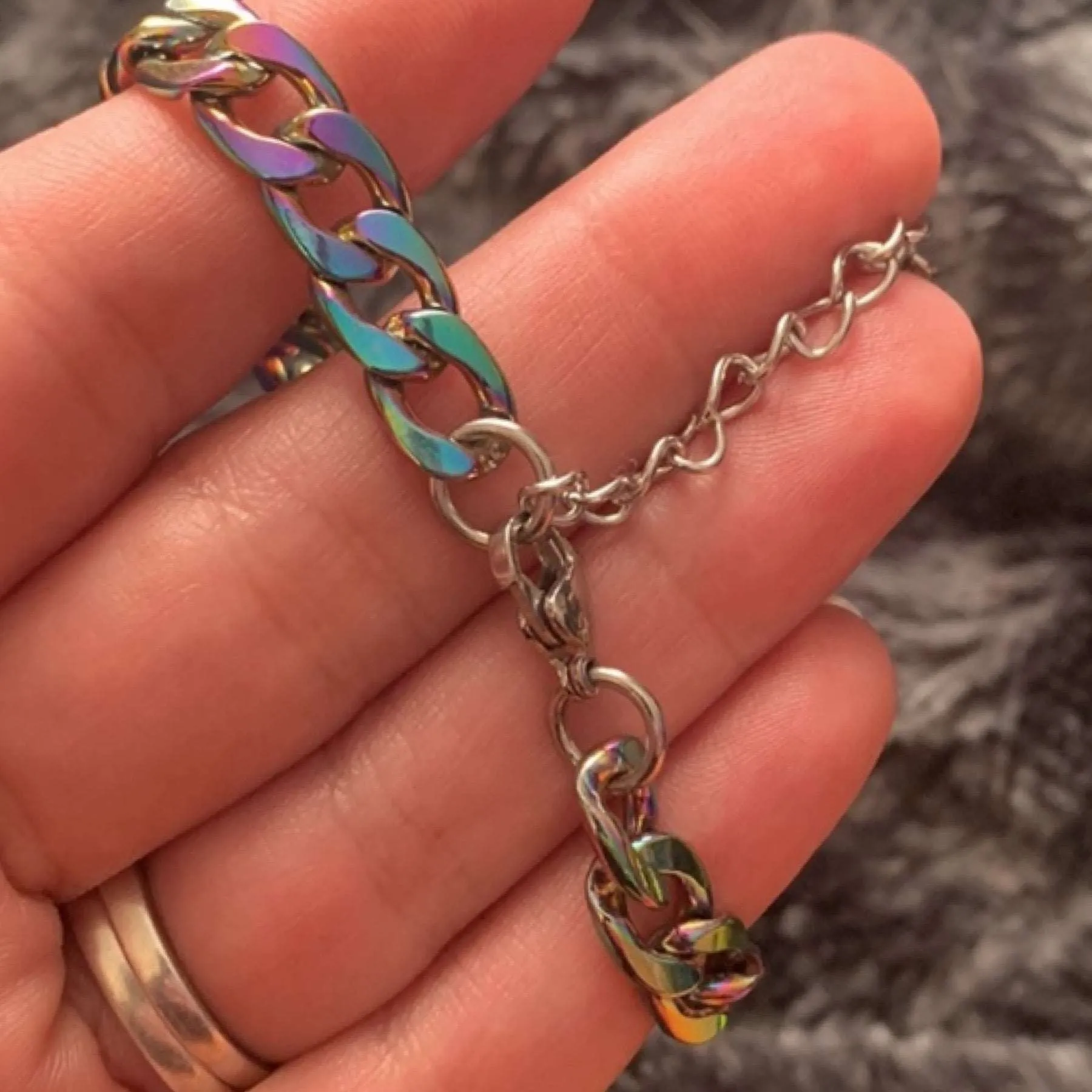 Anodized Rainbow Stainless Steel Cuban Chain Bracelet