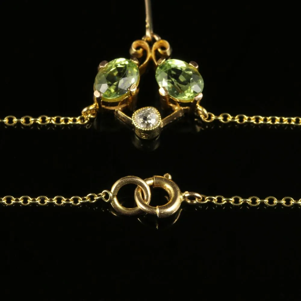 Antique Victorian Suffragette Necklace Diamond Peridot Amethyst Circa 1900