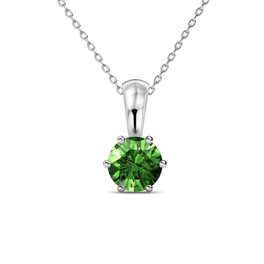 August Birthstone Peridot Necklace 18k White Gold Plated Solitaire Necklace with 1CT Swarovski Crystal