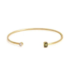 August Peridot Birthstone Bangle - Yellow Gold