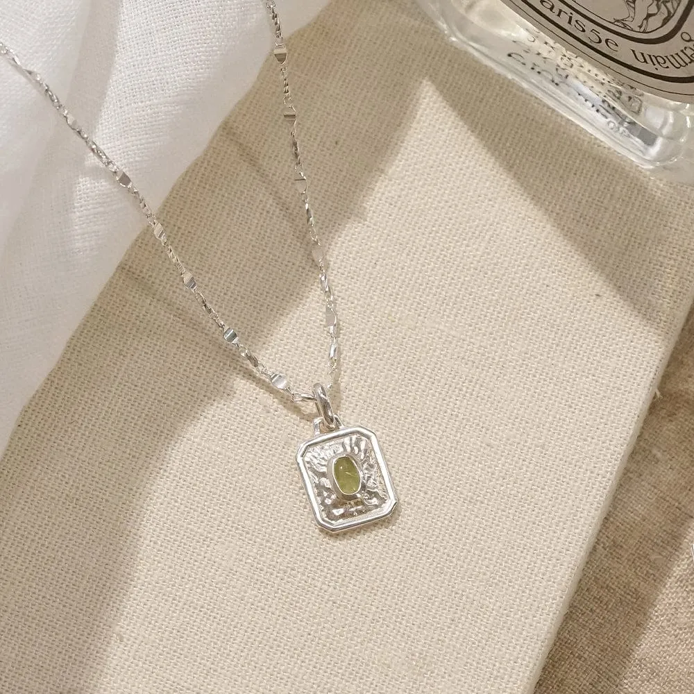 August Peridot Birthstone Necklace Sterling Silver