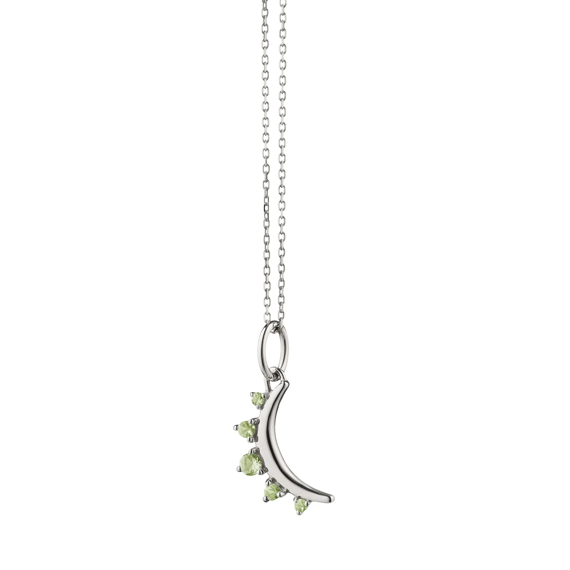 August Peridot "Moon" Sterling Silver Birthstone Necklace