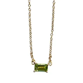 Baguette Cut Peridot Necklace