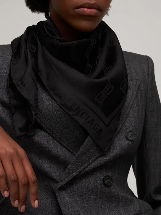 Balenciaga   BB Silk &amp; cotton jacquard scarf 