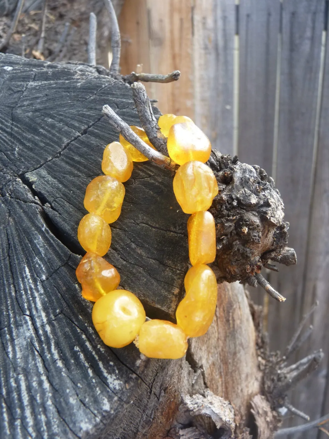 Baltic Amber Nodule Drop Bracelet Untreated Raw Natural Honey Unisex 8″ 16.3 gram