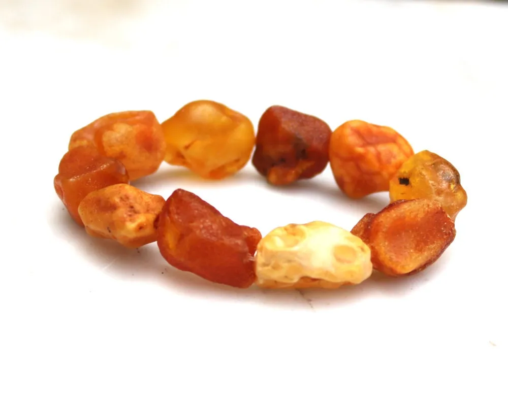 Baltic Amber Nodules Bracelet Raw Natural Untreated Unisex Jewelry 26.8 gram