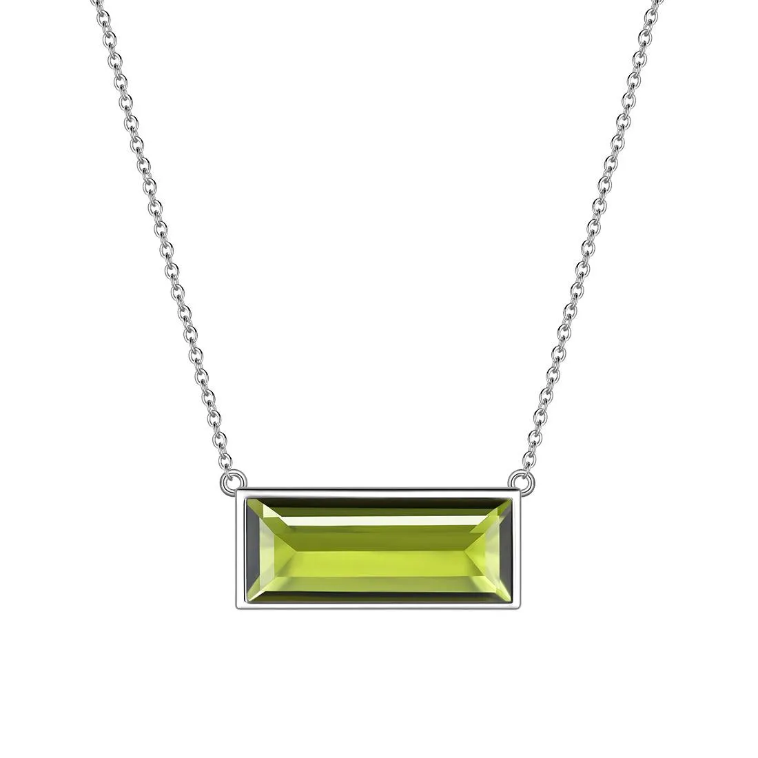 Bar Birthstone August Peridot Necklace Women Girls Jewelry Birthday Gift Sterling Silver