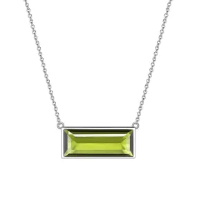 Bar Birthstone August Peridot Necklace Women Girls Jewelry Birthday Gift Sterling Silver