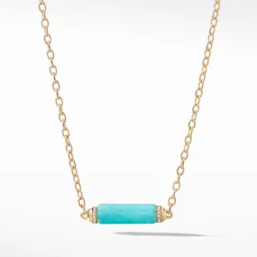 Barrels Single Station Necklace with Amazonite and Diamonds in 18K Gold