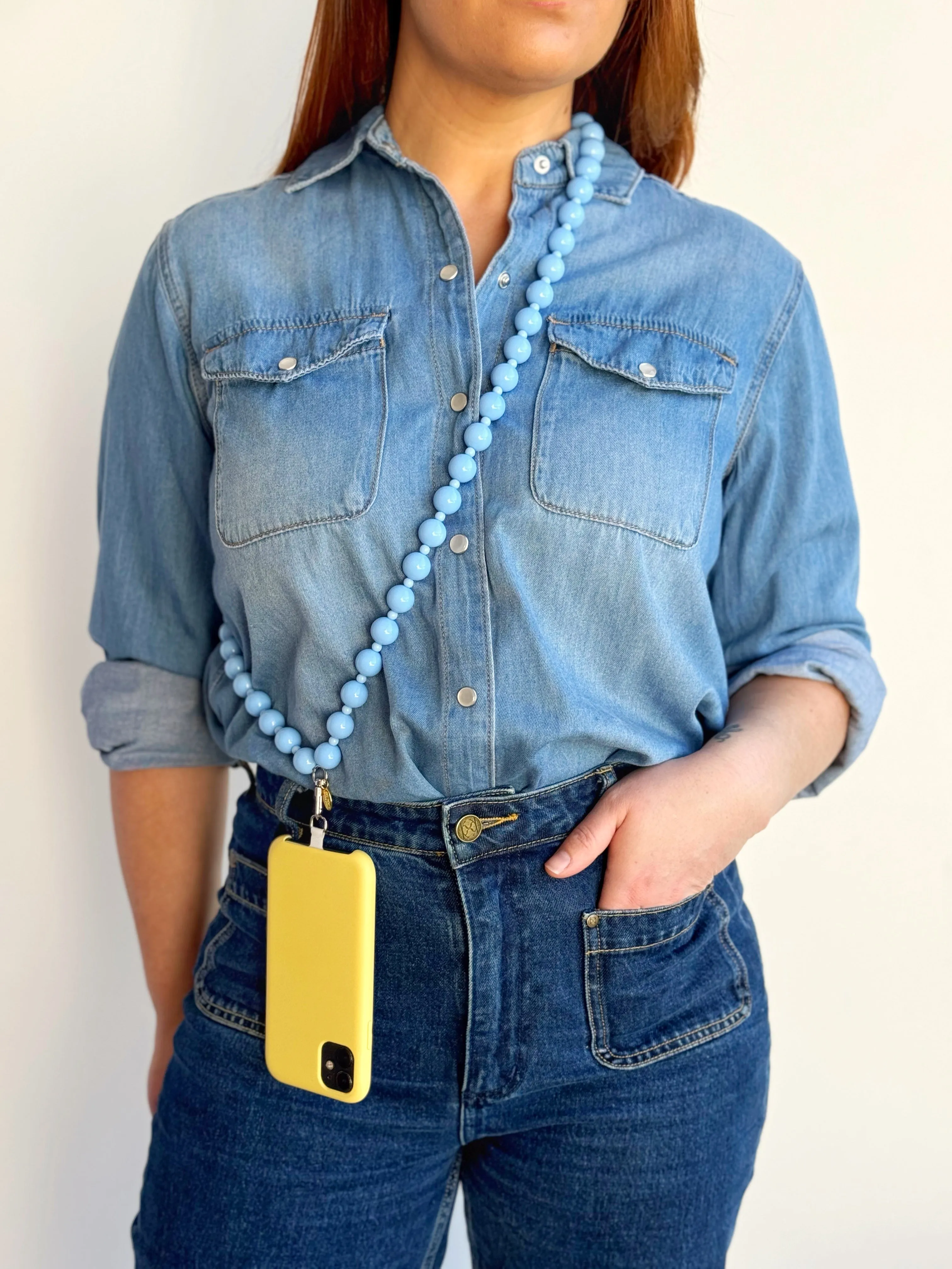 Bella Cross Body Phone Chain - Sky Blue