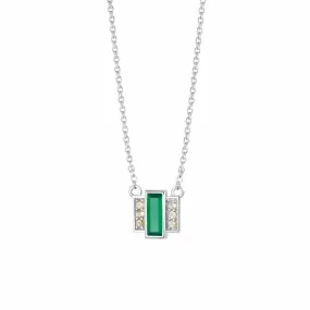 Beloved Green Onyx Baguette Necklace Sterling Silver