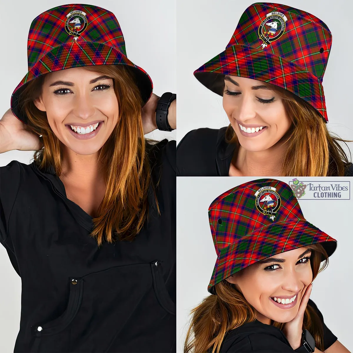 Belshes Tartan Bucket Hat with Family Crest