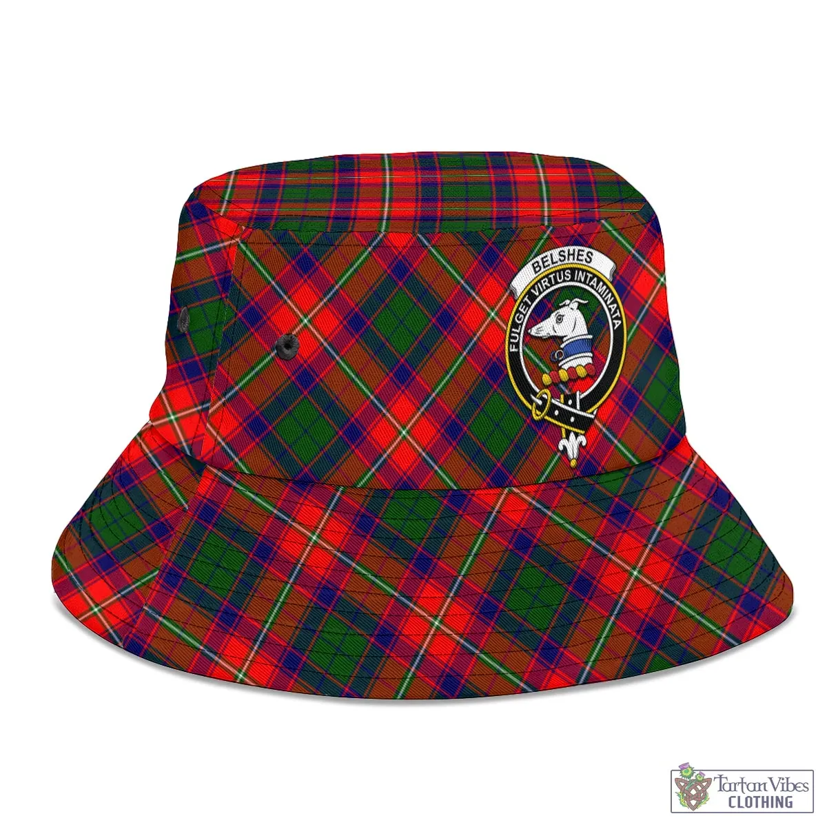 Belshes Tartan Bucket Hat with Family Crest