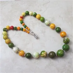 Big Bold Beaded Necklace in Colorful Jasper Gemstone beads