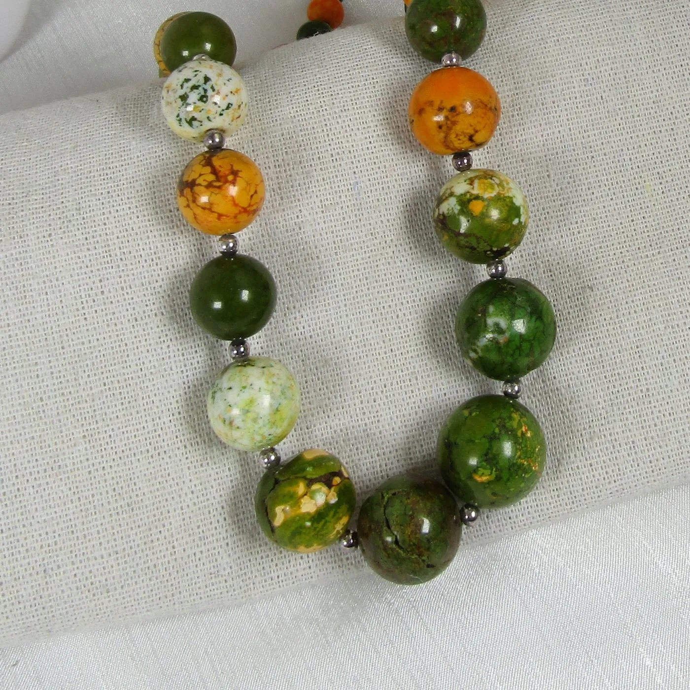 Big Bold Beaded Necklace in Colorful Jasper Gemstone beads