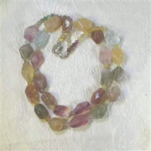 Big Bold Fluorite Nugget Necklace Double Strand