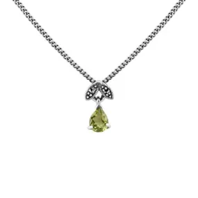 Birnenförmige Peridot & Markasit Tropfen Halskette in Sterling Silber