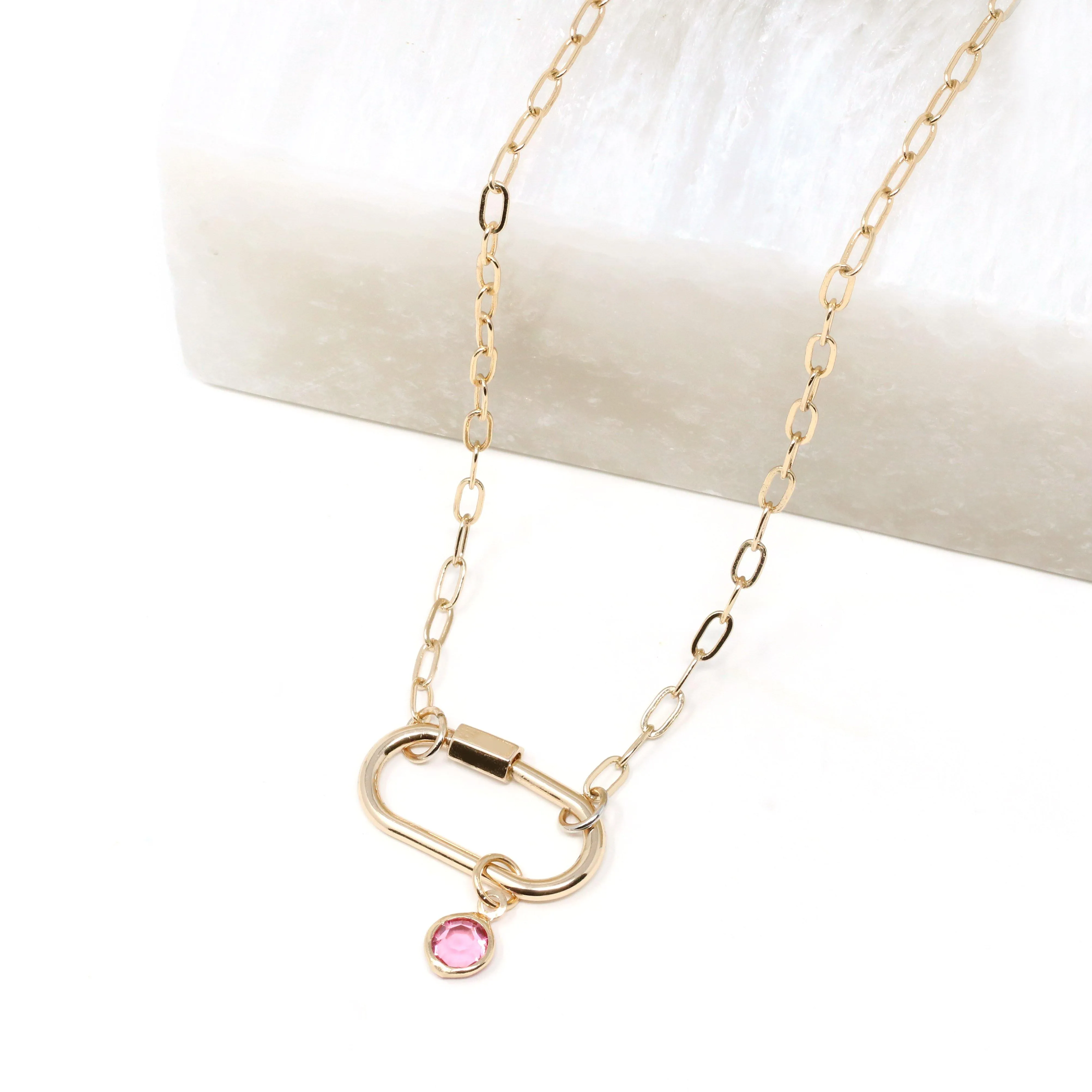 Birthstone Mini Carabiner Necklace