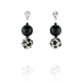 Black Pearl & Rhinestone Bead Earrings