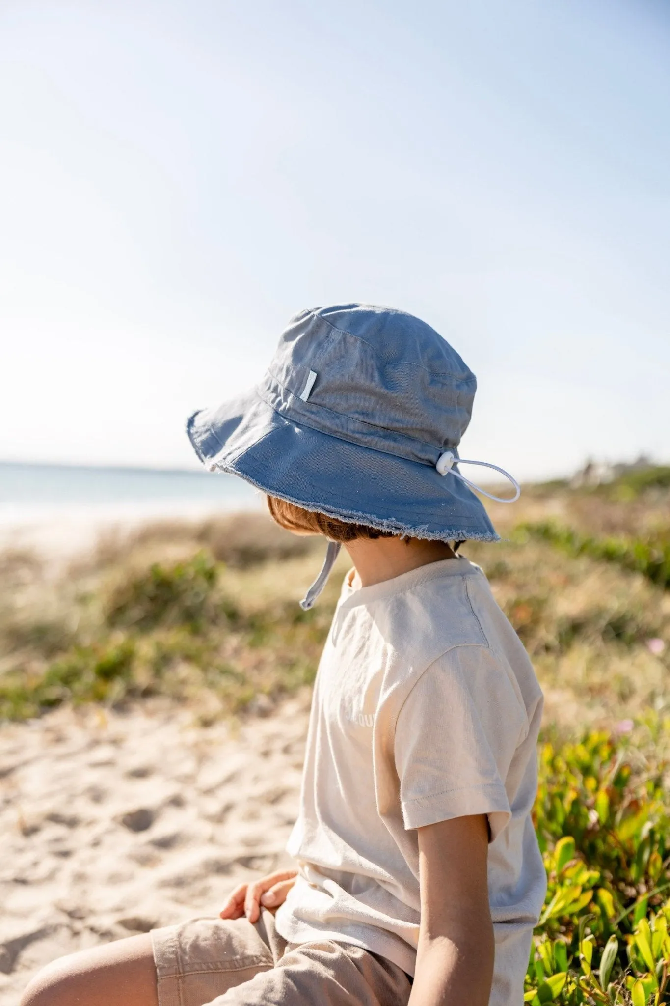 Blue Frayed Bucket Hat