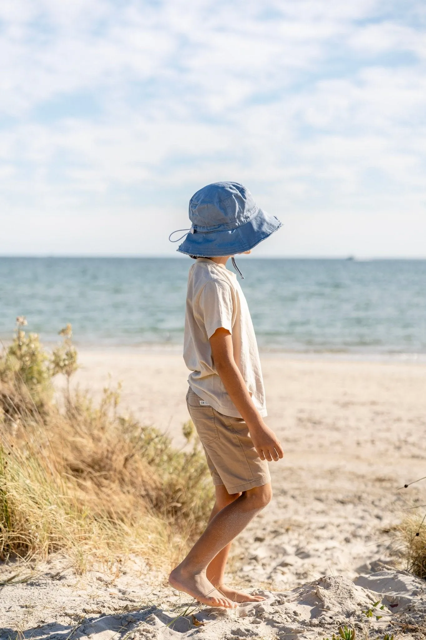 Blue Frayed Bucket Hat