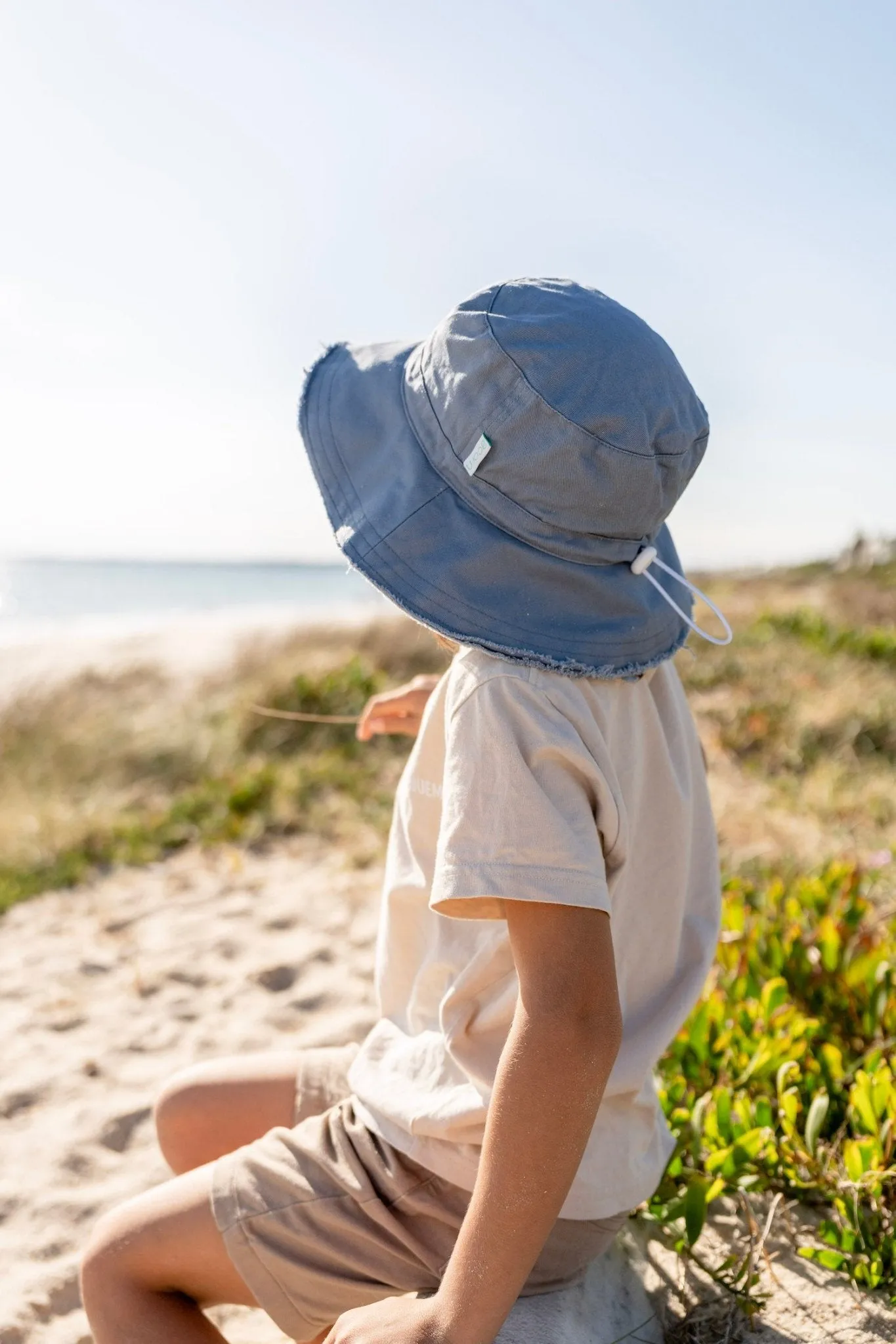 Blue Frayed Bucket Hat