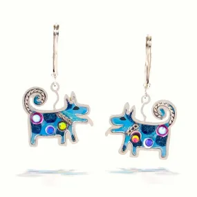 Blue Puppy Dog Earrings