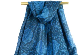 Blue Teal Paisley Pashmina Scarf Bohemian Shawl