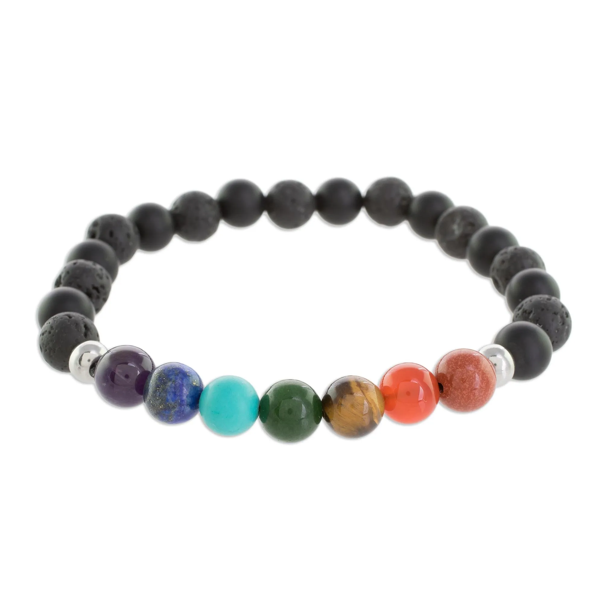 Bold Chakra Men's Multi-Gemstone Chakra Beaded Stretch Bracelet