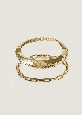 Bold Cobra & Mia Link Chain Bracelet Stack