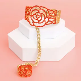 Bracelet Red Rose Stone Hand Chain for Women