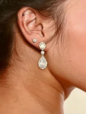 Bridal Earrings, Swarovski and Zirconia Quinceanera Jewelry Classic Earring