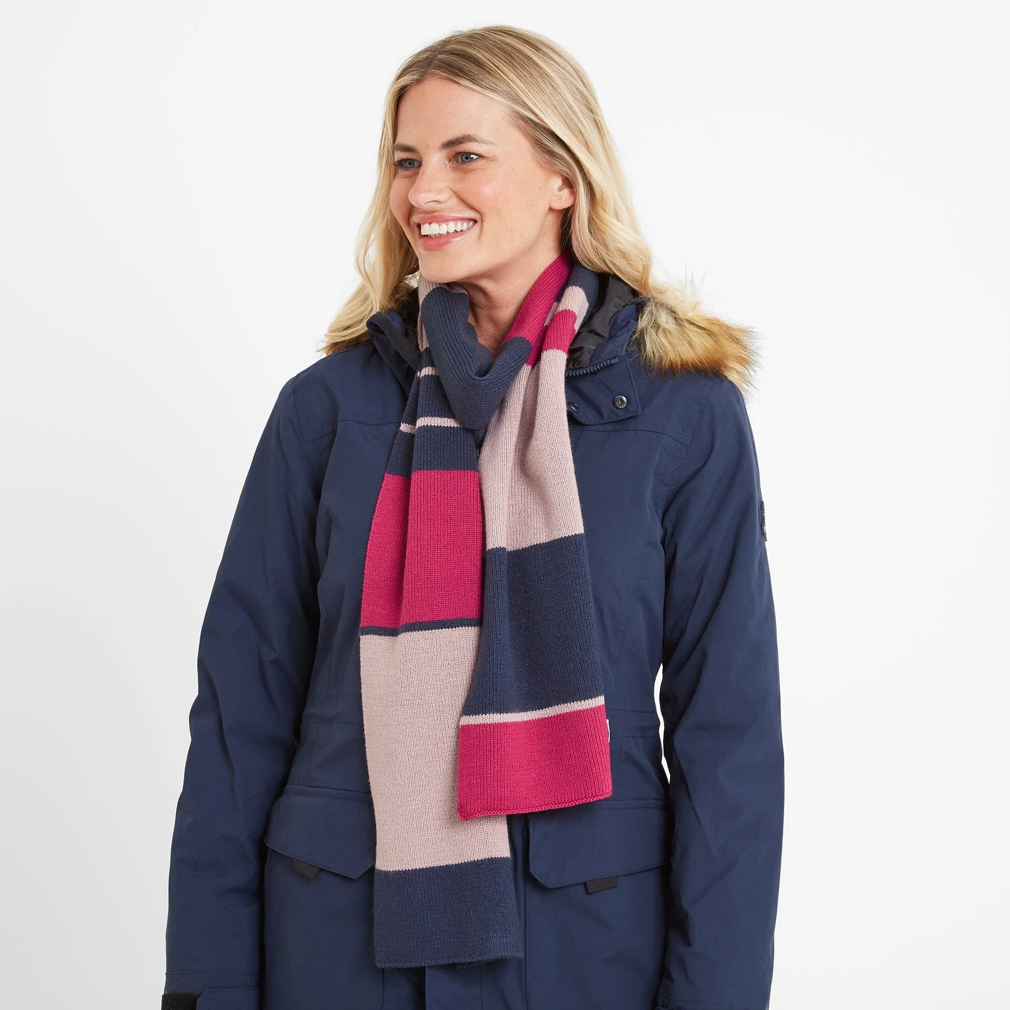 Brington Colour Blocked Scarf - Cerise