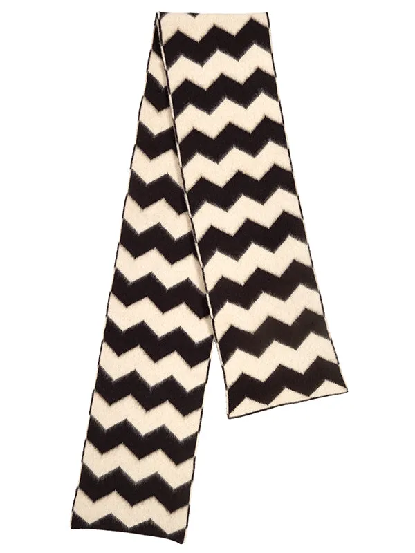 Brushed Zigzag Scarf Black & Oatmeal