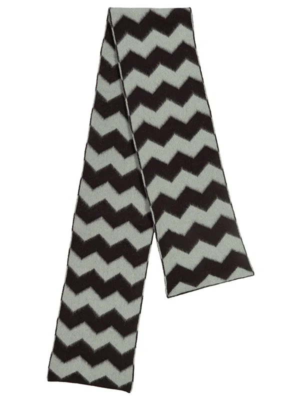 Brushed Zigzag Scarf Black & Oatmeal