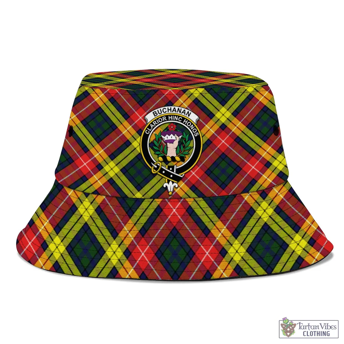 Buchanan Modern Tartan Bucket Hat with Family Crest