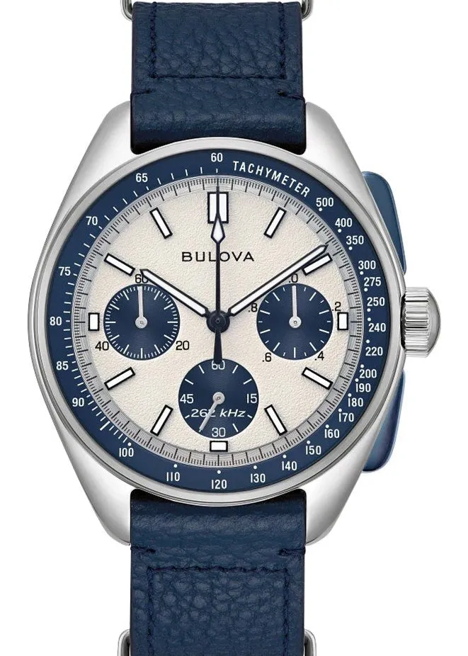 BULOVA GENTS LUNAR PILOT CHRONOGRAPH MOON WATCH STAINLESS STEEL 98K112