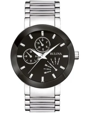 Bulova Men's Essential Day/Date Watch - Stainless Steel - Black Dial & Bezel