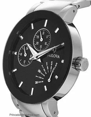 Bulova Men's Essential Day/Date Watch - Stainless Steel - Black Dial & Bezel