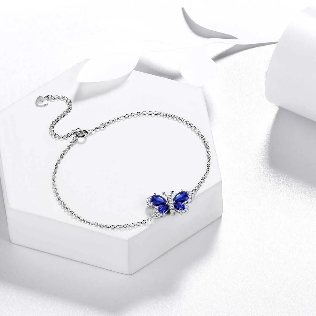 Butterfly Bracelet Birthstone September Sapphire Crystal Women Girls Jewelry Birthday Gift